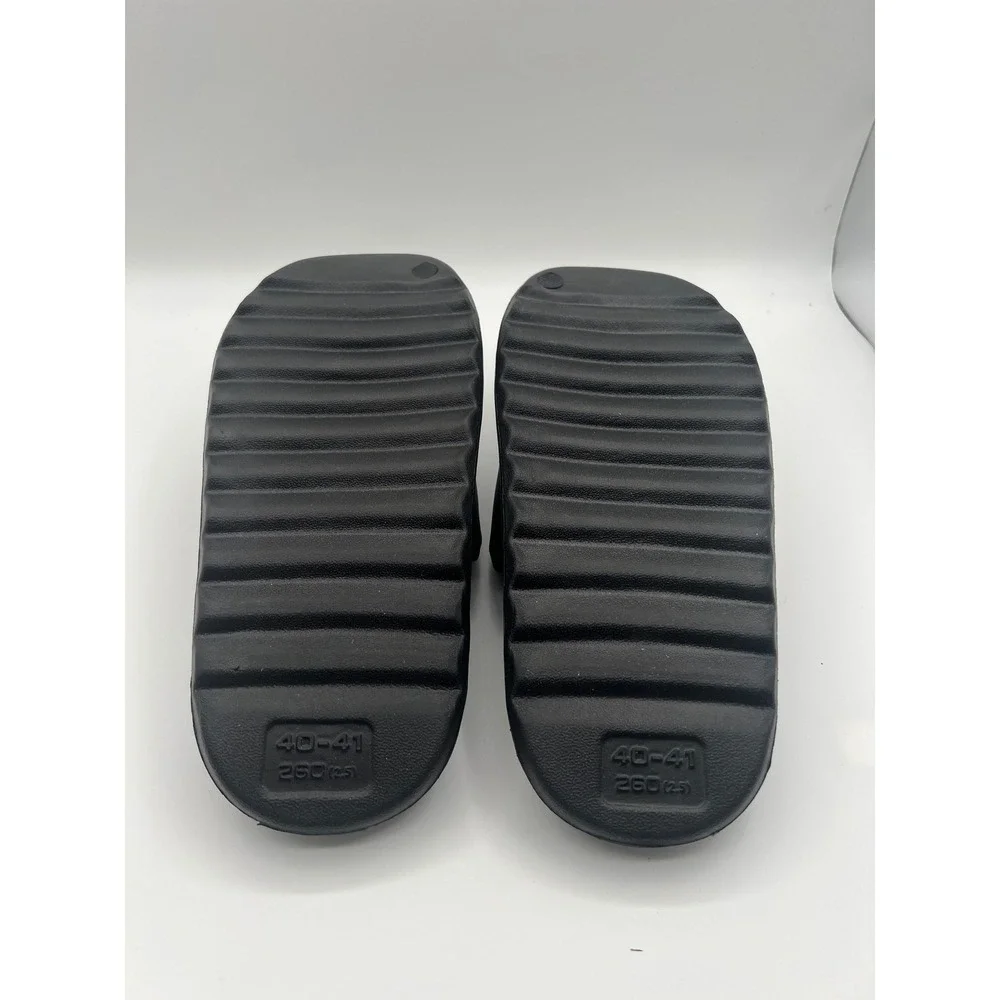 Black Platform Slide Sandals Foam Comfort Open Toe Slip On Shoes Size 7.5 US